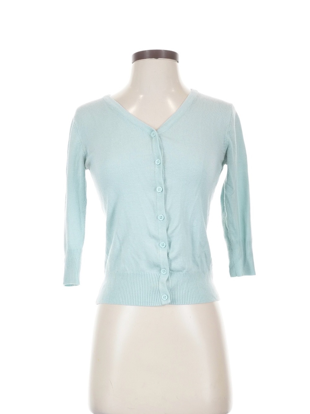 Women's Pastel Blue V-Neck Button Front Cardigan